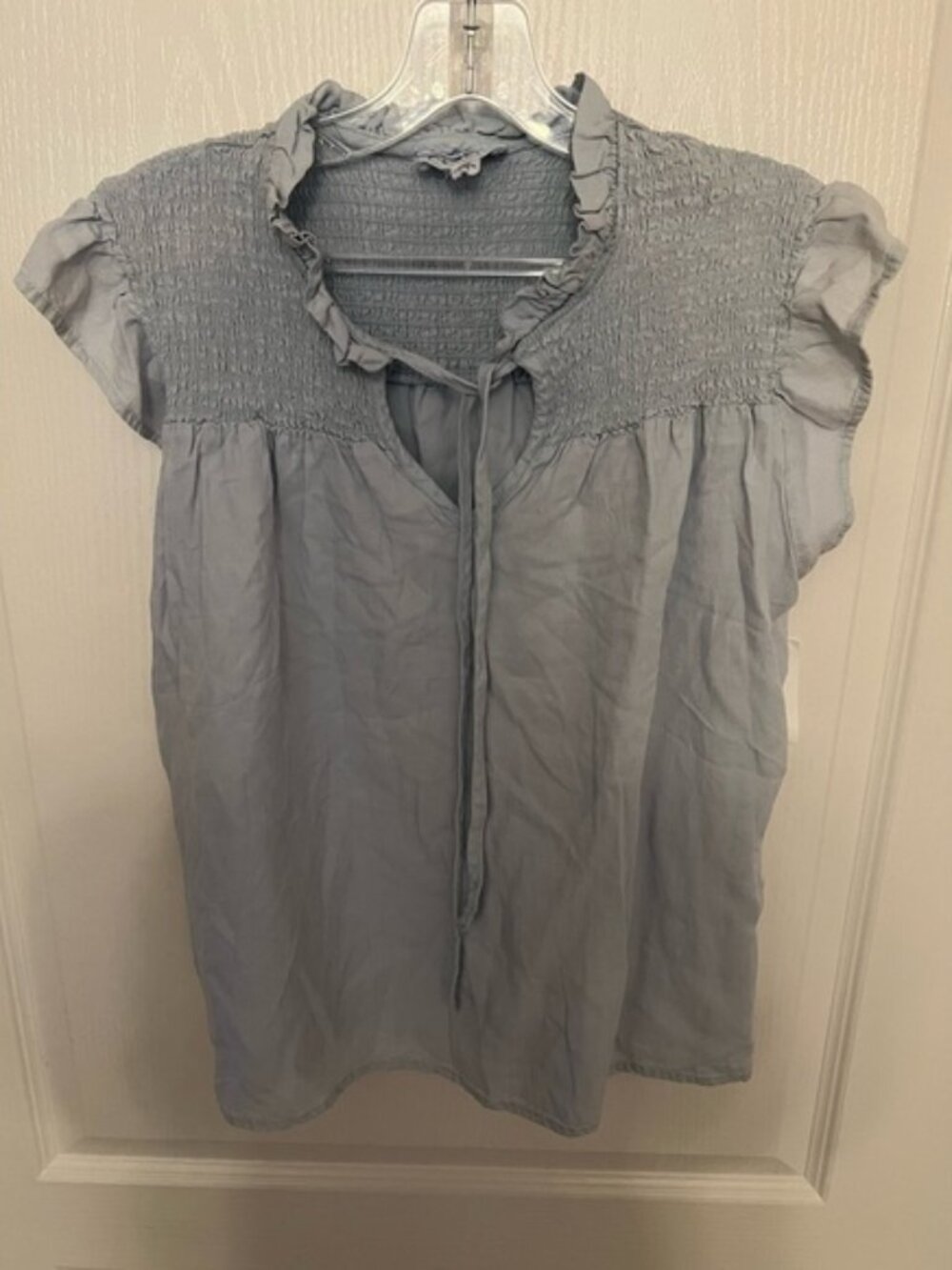 For The Republic Gray Smocked Blouse